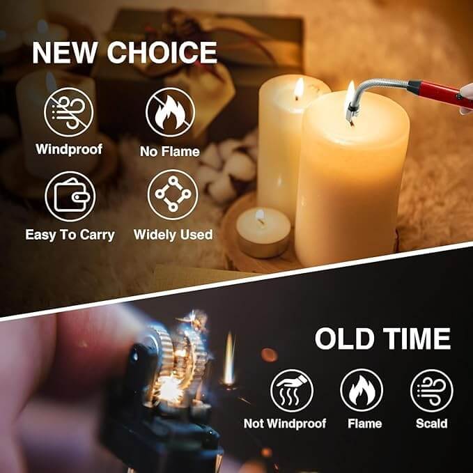Arc Lighter Electric Rechargeable Gas Lighter - USB, Flameless, Windproof, 360° Flexible Neck - BUY 1 Get  Free
