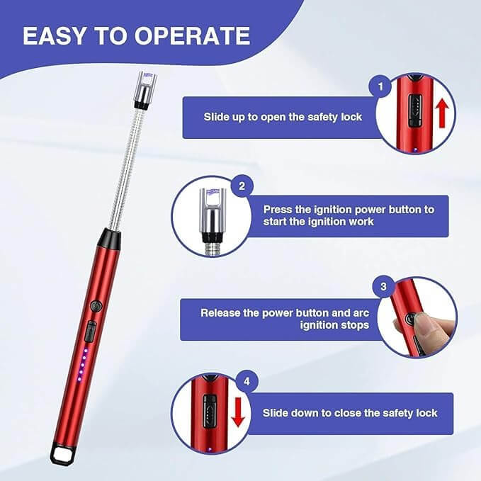Arc Lighter Electric Rechargeable Gas Lighter - USB, Flameless, Windproof, 360° Flexible Neck - BUY 1 Get  Free