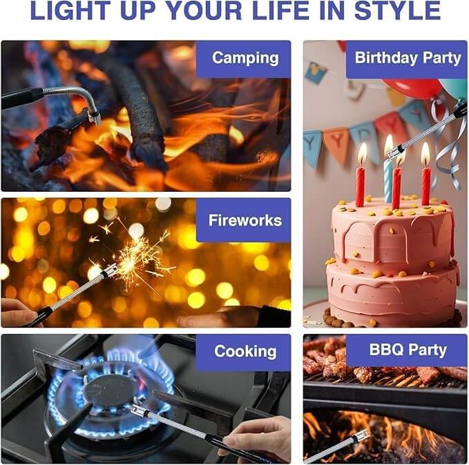 Arc Lighter Electric Rechargeable Gas Lighter - USB, Flameless, Windproof, 360° Flexible Neck - BUY 1 Get  Free
