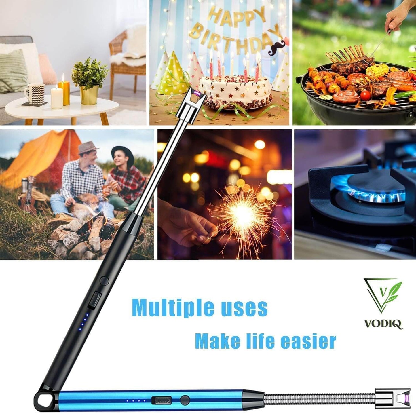 Arc Lighter Electric Rechargeable Gas Lighter - USB, Flameless, Windproof, 360° Flexible Neck - BUY 1 Get  Free