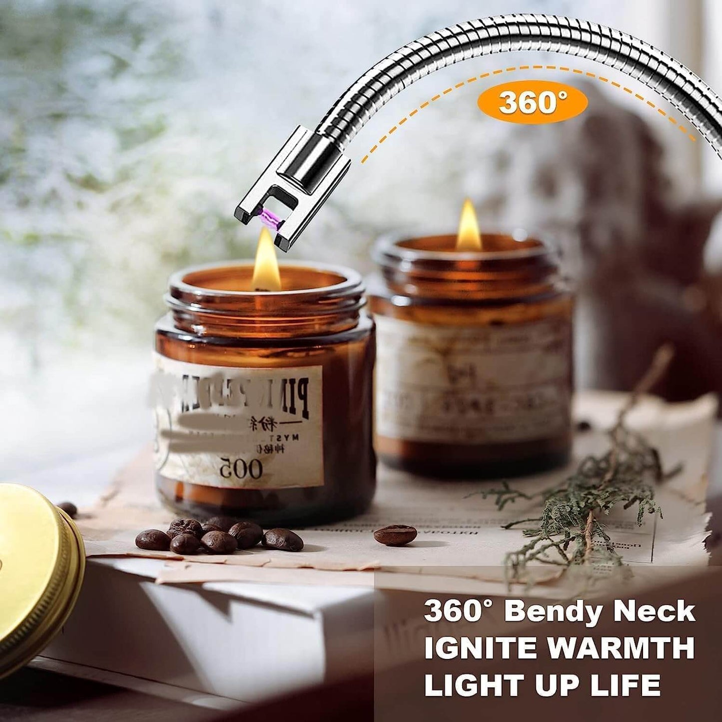 Arc Lighter Electric Rechargeable Gas Lighter - USB, Flameless, Windproof, 360° Flexible Neck - BUY 1 Get  Free