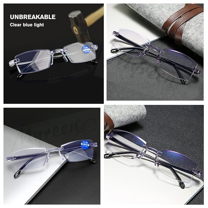 Rimless Daily Use Reading Glasses for Men and Women Buy1 Get 1 Free